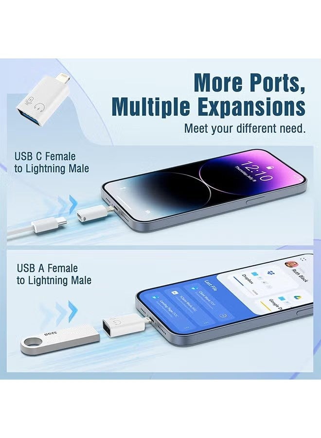 واي جيه 2 عبوة من محول Lightning إلى USB C ، محول USB C / USB 3.0 من الإناث إلى Lightning Male OTG لأجهزة iPhone / iPad ، ودعم توصيل قارئ البطاقة ، وقرص U ، ومحرك أقراص فلاش USB ، ولوحة المفاتيح ، والماوس والمزيد - Image 2