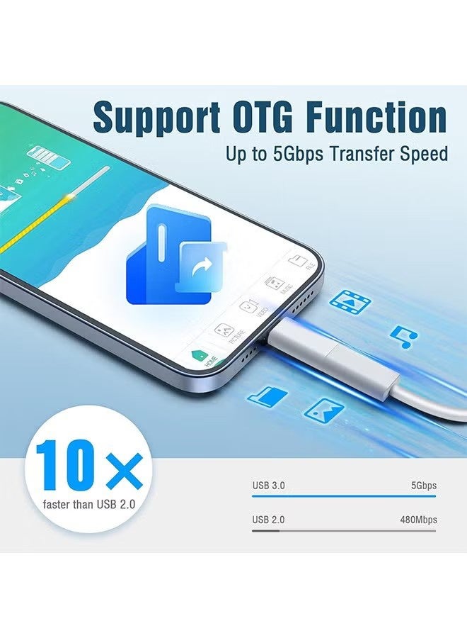 واي جيه 2 عبوة من محول Lightning إلى USB C ، محول USB C / USB 3.0 من الإناث إلى Lightning Male OTG لأجهزة iPhone / iPad ، ودعم توصيل قارئ البطاقة ، وقرص U ، ومحرك أقراص فلاش USB ، ولوحة المفاتيح ، والماوس والمزيد - Image 4