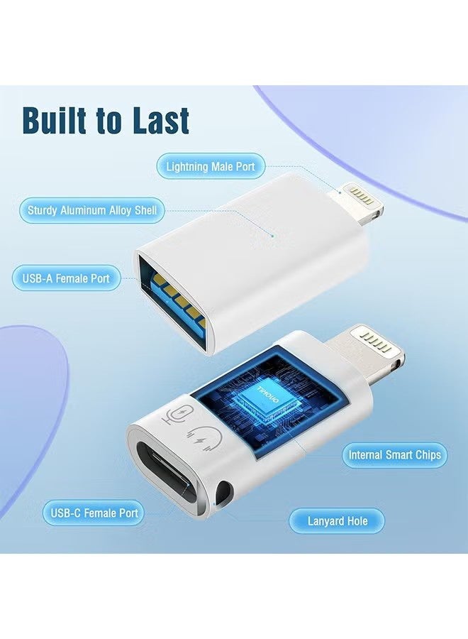 واي جيه 2 عبوة من محول Lightning إلى USB C ، محول USB C / USB 3.0 من الإناث إلى Lightning Male OTG لأجهزة iPhone / iPad ، ودعم توصيل قارئ البطاقة ، وقرص U ، ومحرك أقراص فلاش USB ، ولوحة المفاتيح ، والماوس والمزيد - Image 3