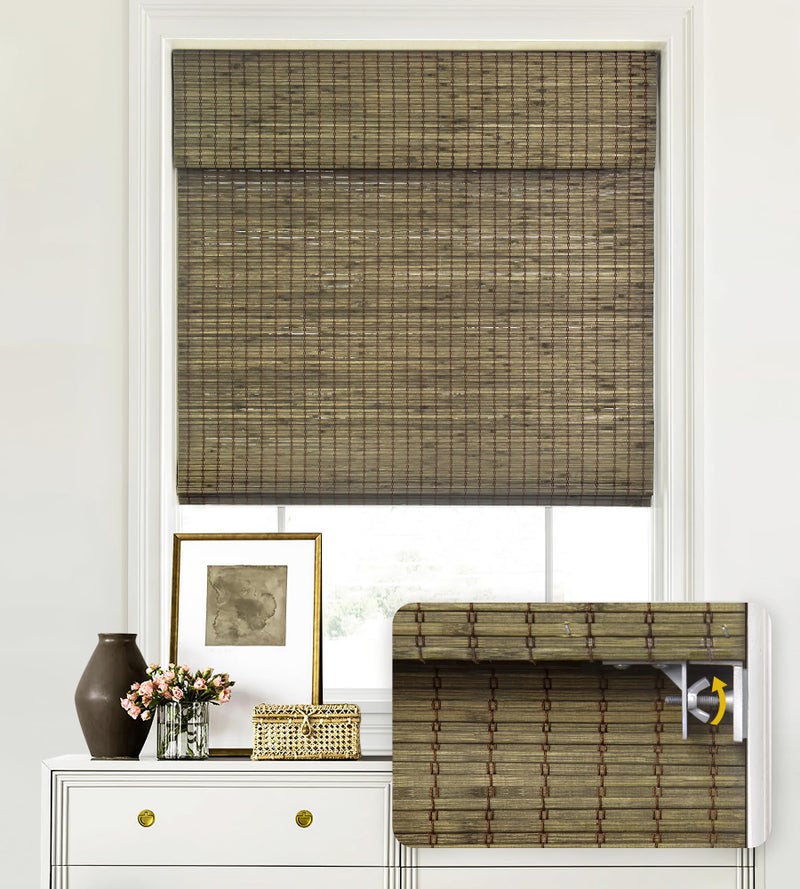 LazBlinds ستائر رومانية من الخيزران من LazBlinds، لاسلكية، سهلة التركيب بدون أدوات أو مثقاب، توفر الخصوصية، ستائر قابلة للطي من الخيزران للنوافذ، مقاس 21 بوصة عرض × 64 بوصة ارتفاع، لون الخشب الطافي - Image 1