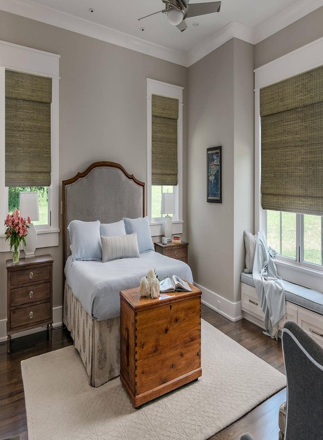 LazBlinds ستائر رومانية من الخيزران من LazBlinds، لاسلكية، سهلة التركيب بدون أدوات أو مثقاب، توفر الخصوصية، ستائر قابلة للطي من الخيزران للنوافذ، مقاس 21 بوصة عرض × 64 بوصة ارتفاع، لون الخشب الطافي - Image 4