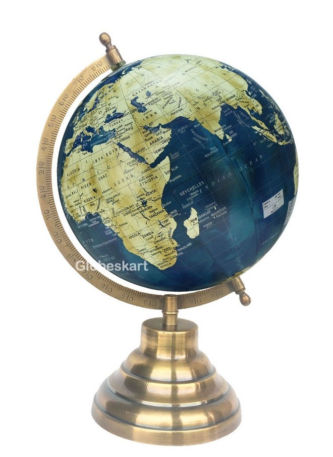 Globeskart - Globeskart Educational/Antique Globe with Brass Antique Arc and Base/World Globe/Home Decor/Office Decor/Gift Item / 8 inches (Blue Texture Cream) - Image 1