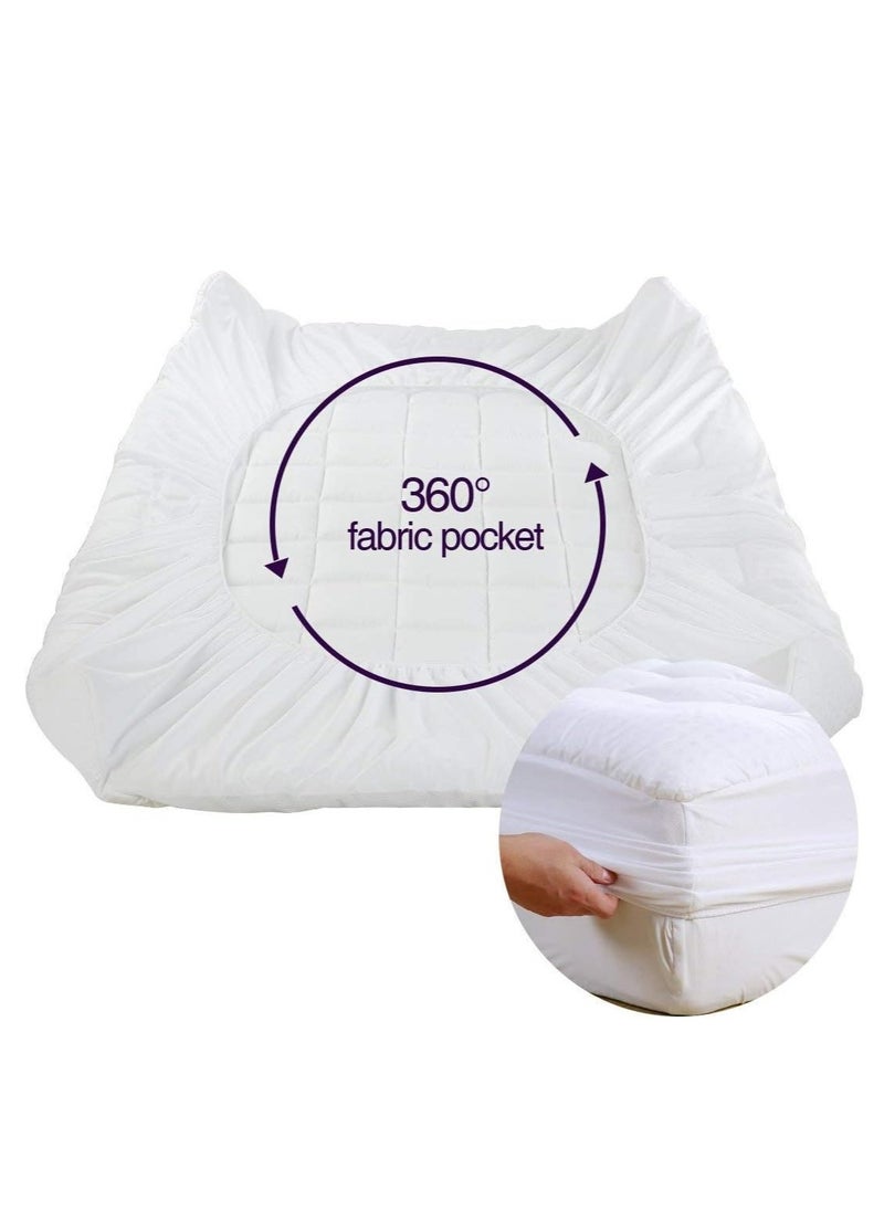EASELAND - EASELAND Queen Size Mattress Pad Pillow Top Mattress Cover Quilted Fitted Mattress Protector Cotton Top Stretches up 8-21" Deep Pocket Cooling Mattress Topper (60x80 inch, White) - Image 1