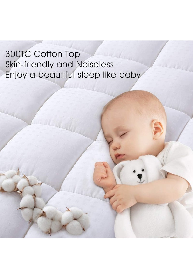 EASELAND - EASELAND Queen Size Mattress Pad Pillow Top Mattress Cover Quilted Fitted Mattress Protector Cotton Top Stretches up 8-21" Deep Pocket Cooling Mattress Topper (60x80 inch, White) - Image 1