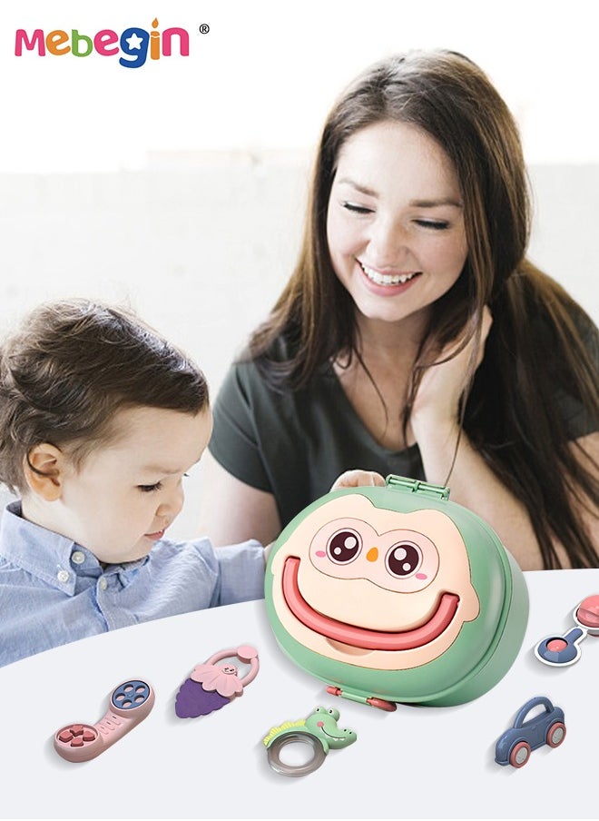 MEBEGIN 13PCS Baby Rattle Teething Set, Silicone Teether Sensory Toys with Cartoon Organizer, Versatile Baby Early Sensory Toy, Made of Gentle and Teething-friendly Material, Great Variety of Textured Surfaces  - Image 2