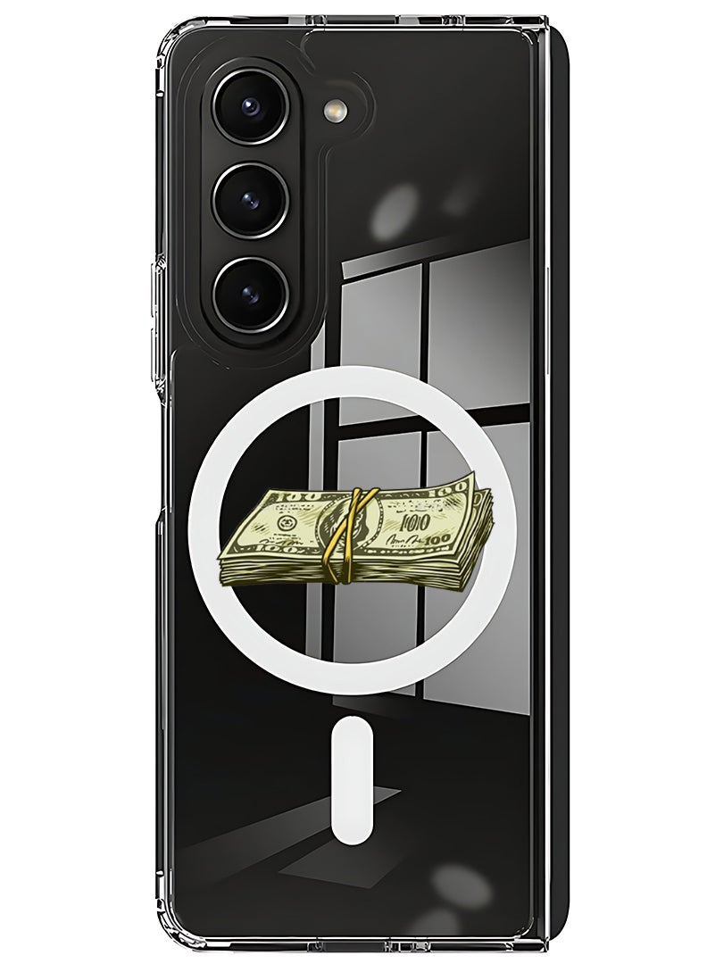 Theodor Magnetic Case for Samsung Galaxy Z Fold 5 Compatible with MagSafe Wireless Charging, Shockproof Phone Bumper Cover Vintage Cash - Image 1