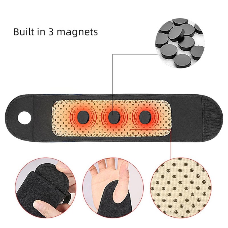 Luckam دعامة المعصم لنفق الرسغ، 1 زوج من أحزمة المعصم القابلة للتعديل مع 3 مغناطيسات، سوار العلاج المغناطيسي لتخفيف آلام المفاصل والتعافي من الإصابات - Image 2