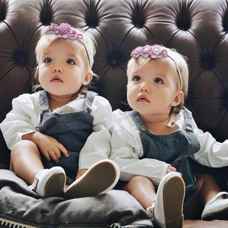 mligril Baby Girl Nylon Headbands Flower Hair Bows Accessories-Elastic Hair Band Crown Handmade FLoral Wraps Birthday Gifts for Girls Newborn Infant Toddler 3Pcs - Image 2
