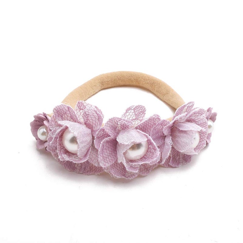 mligril Baby Girl Nylon Headbands Flower Hair Bows Accessories-Elastic Hair Band Crown Handmade FLoral Wraps Birthday Gifts for Girls Newborn Infant Toddler 3Pcs - Image 5