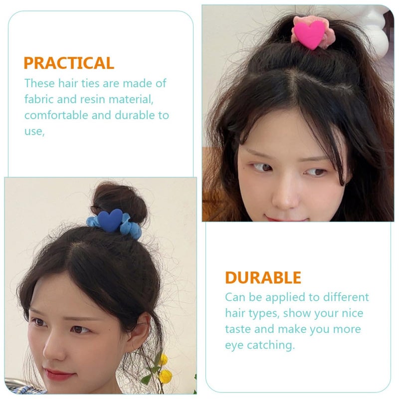 Heart Charm Hair Ties Soft Elastic Ponytail Holders 5 Pack For Daily Styling - Image 5
