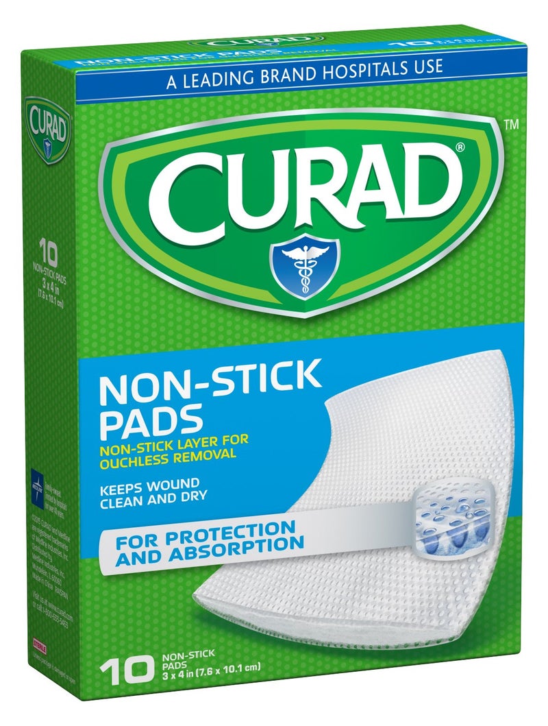 Curad Non-Stick Pads, 3 Inches X 4 Inches 10 Count - Image 1