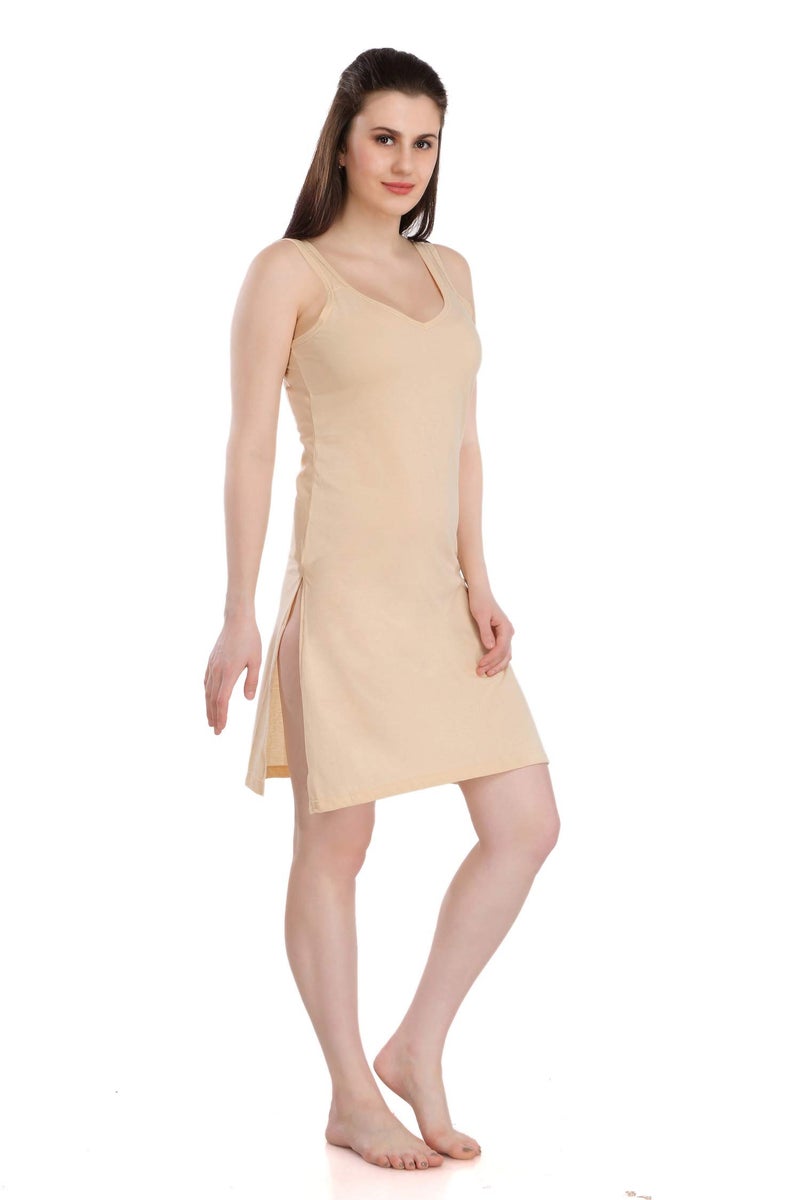 Splash Cotton Rich Camisole Slip for Women| Long Kurti Slip/Suit Slip/Camisole Slip Knee Length - 139 Beige - Image 2