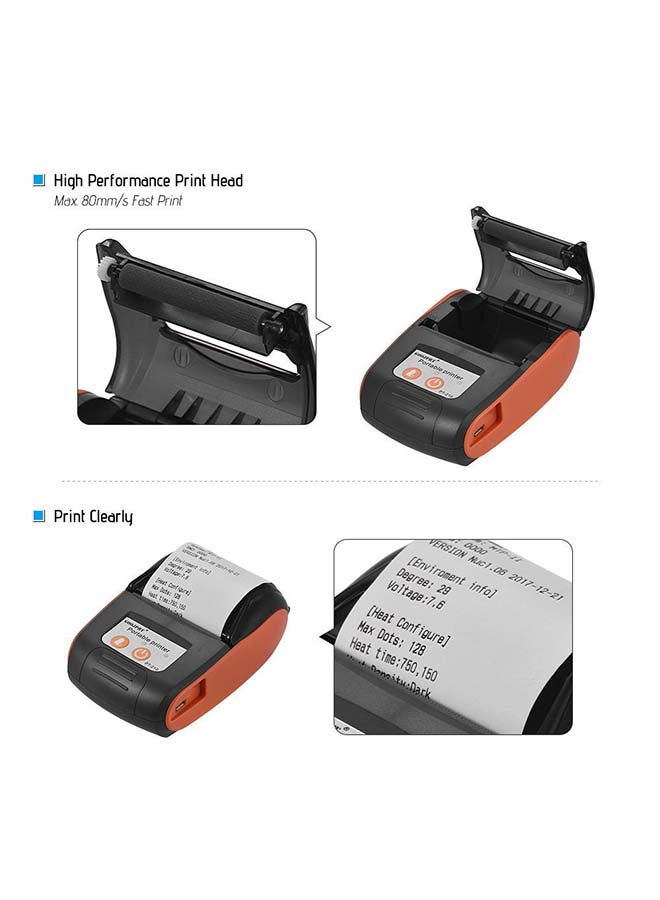 طابعة لاسلكية محمولة برتقالي/أسود برتقالي/أسود - Image 4