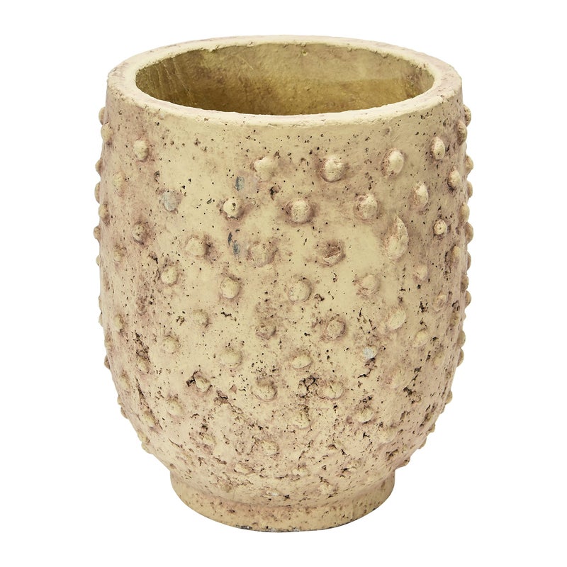 Creative Co-Op 7.5" Round Sandstone Hobnail Planter with Distressed Finish, Greige - Image 1