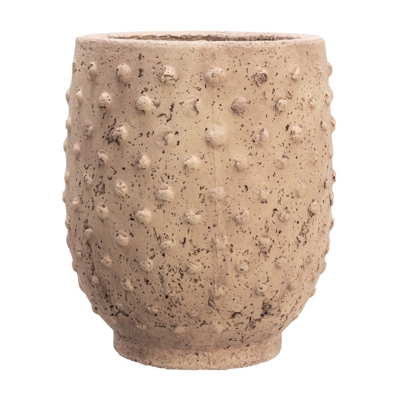 Creative Co-Op 7.5" Round Sandstone Hobnail Planter with Distressed Finish, Greige - Image 4