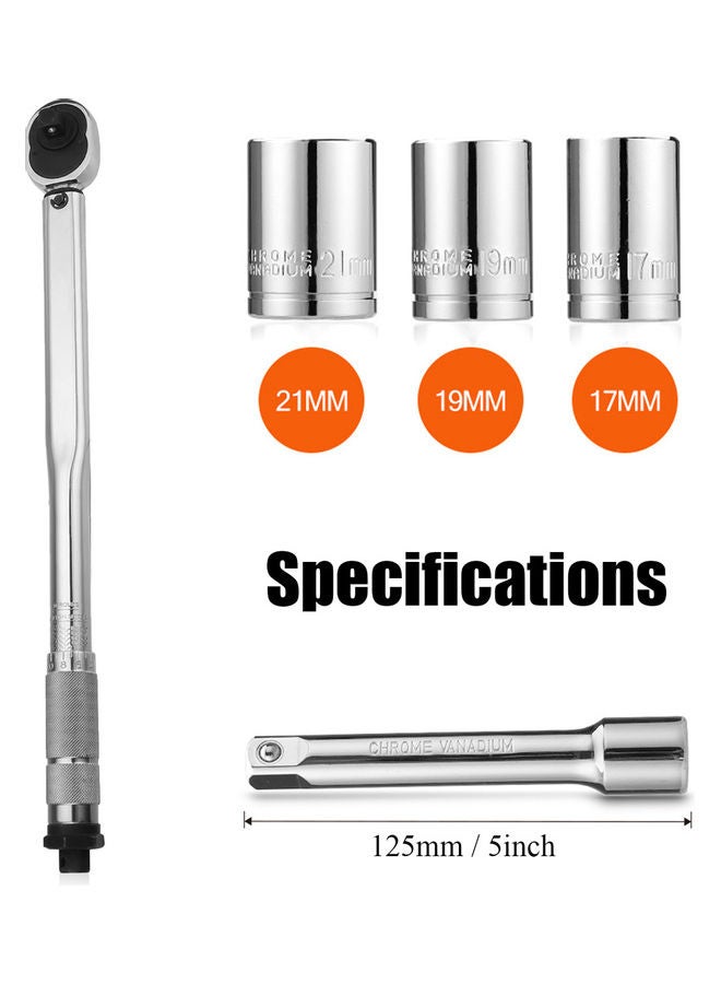 Loquat 5-Piece Adjustable Tire Torque Wrench Set Silver 49x7x8cm - Image 2