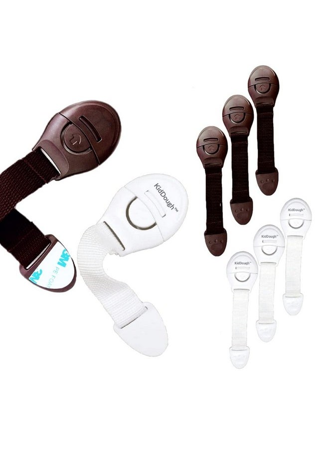 KidDough - Furniture Safety Locks For Kids - Pack Of 4 White + 4 Brown Locks, Child Safety Locks For Drawers, Cabinets, Fridge, Cupboard Lock, Strong And Adhesive Safety Locks - Image 1