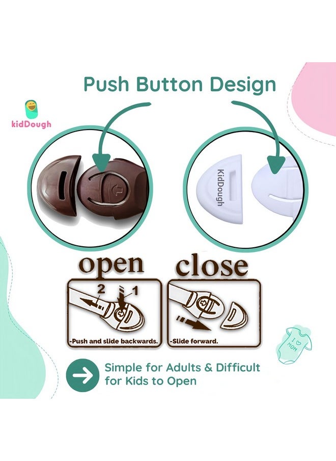KidDough - Furniture Safety Locks For Kids - Pack Of 4 White + 4 Brown Locks, Child Safety Locks For Drawers, Cabinets, Fridge, Cupboard Lock, Strong And Adhesive Safety Locks - Image 1