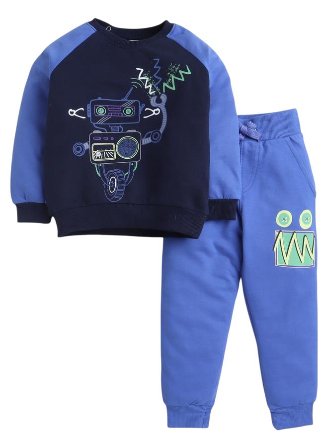Victor And Jane Boys Robot Graphic Sweatshirt and Joggers Set - Image 1