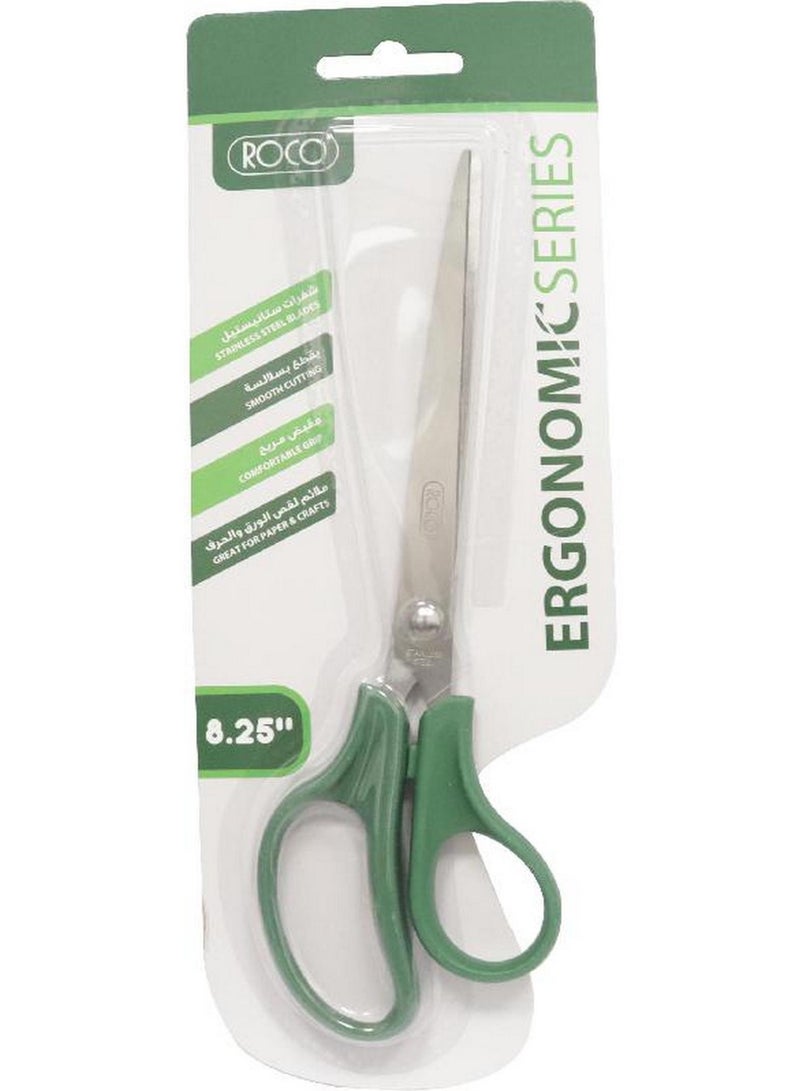 ROCO Ergonomic Series Standard Scissor For Either Hand Green 8.25 Inch - Image 1