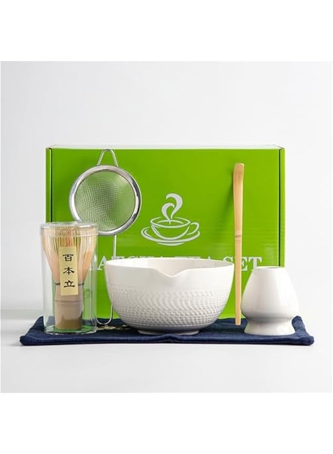 بيوينتي مجموعة خفق ماتشا من باولي، مجموعة من 6 قطع من خفاقة ماتشا اليابانية ووعاء ماتشا مع فوهة، مضرب ماتشا ومغرفة من الخيزران، مجموعة ادوات صنع الشاي، مجموعة ادوات ماتشا التقليدية لحفل شاي الماتشا (ابيض) - Image 2