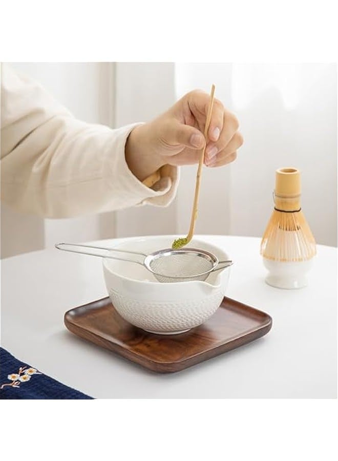 بيوينتي مجموعة خفق ماتشا من باولي، مجموعة من 6 قطع من خفاقة ماتشا اليابانية ووعاء ماتشا مع فوهة، مضرب ماتشا ومغرفة من الخيزران، مجموعة ادوات صنع الشاي، مجموعة ادوات ماتشا التقليدية لحفل شاي الماتشا (ابيض) - Image 5