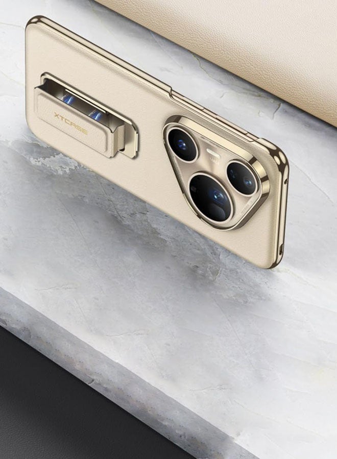 عام غطاء جلدي متوافق مع هواوي بورا 80 الترا - تصميم أعمال فاخر رفيع مع إطار مطلي وحامل دوار وسوار يد - Image 3