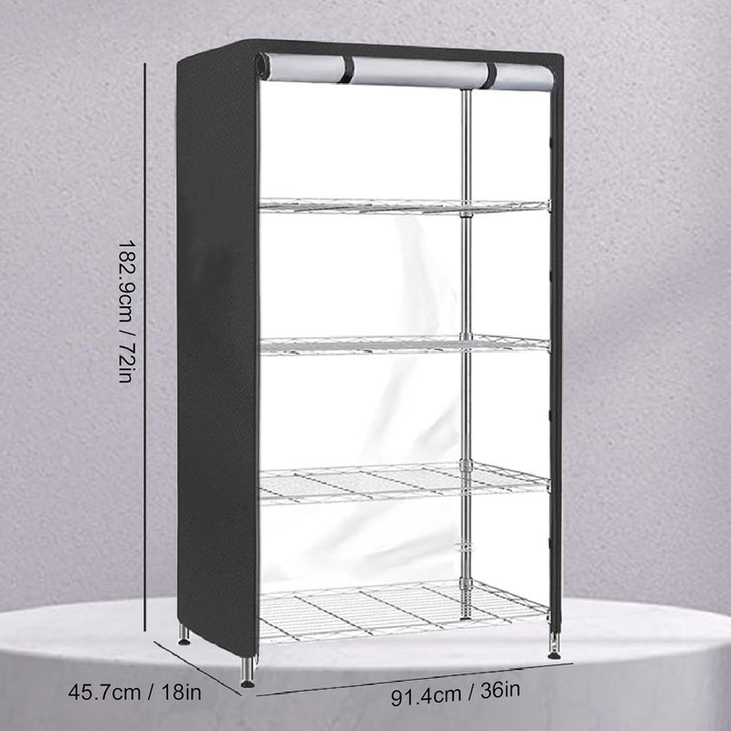 LICAEVEY Water Proof Shelf Cover, 210D Silver Coated Oxford Fabric Duty Dust Proof Storage Wire Rack Covers, Outdoor Shelving Covers for Wire Shelves with Zips and Hook and Loop Fastener - Image 3