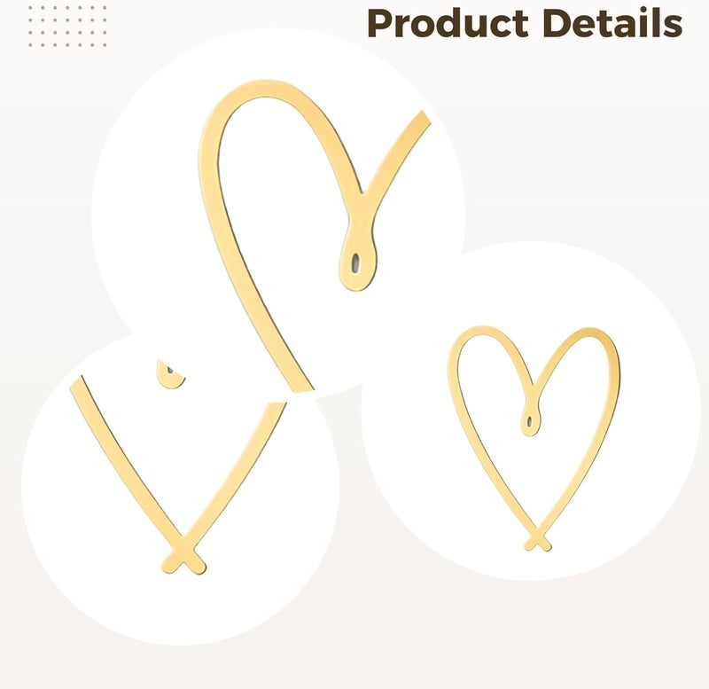 Metal Heart Art, Gold Wall Decor, 4 Pieces For Bedroom, Living Room, And Nursery, Easy Install, Wall Accents - Image 2