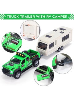 G.C 4 Pack Pickup Truck Trailer Toys For Boys&Girls Kids Toy Camper Boat Diecast Truck Vehicle 1:36 Scale Pull Back Metal Car Toys Playset With Light Sound  - Image 4