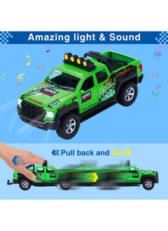 G.C 4 Pack Pickup Truck Trailer Toys For Boys&Girls Kids Toy Camper Boat Diecast Truck Vehicle 1:36 Scale Pull Back Metal Car Toys Playset With Light Sound  - Image 2