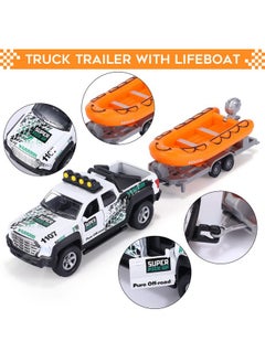 G.C 4 Pack Pickup Truck Trailer Toys For Boys&Girls Kids Toy Camper Boat Diecast Truck Vehicle 1:36 Scale Pull Back Metal Car Toys Playset With Light Sound  - Image 5