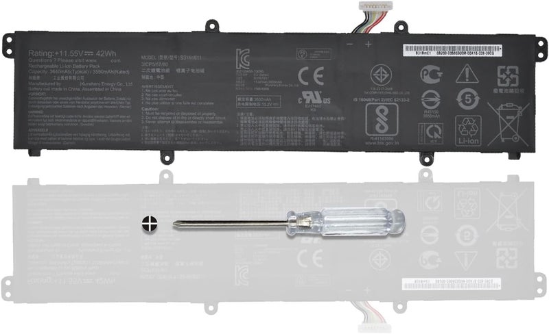 B31N1911 C31N1911 Laptop Battery for ASUS VivoBook Flip 14 TM420IA TM420IA-DB71T TM420IA-CH71 M413 M413DA M413DA-EB005T F413 K413 X413 Series 0B200-03580000 3ICP5/57/80 11.55V/42Wh/3640mAh/3-Cell - Image 1