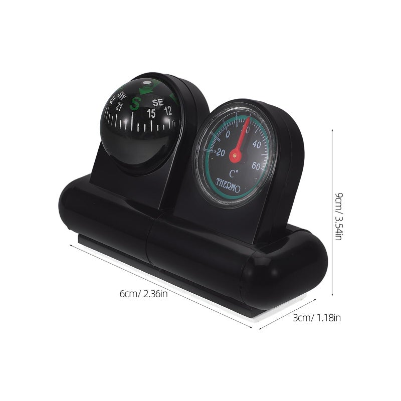Dual Function Car Compass Thermometer Rotatable Dashboard Mount Temperature Monitor - Image 3