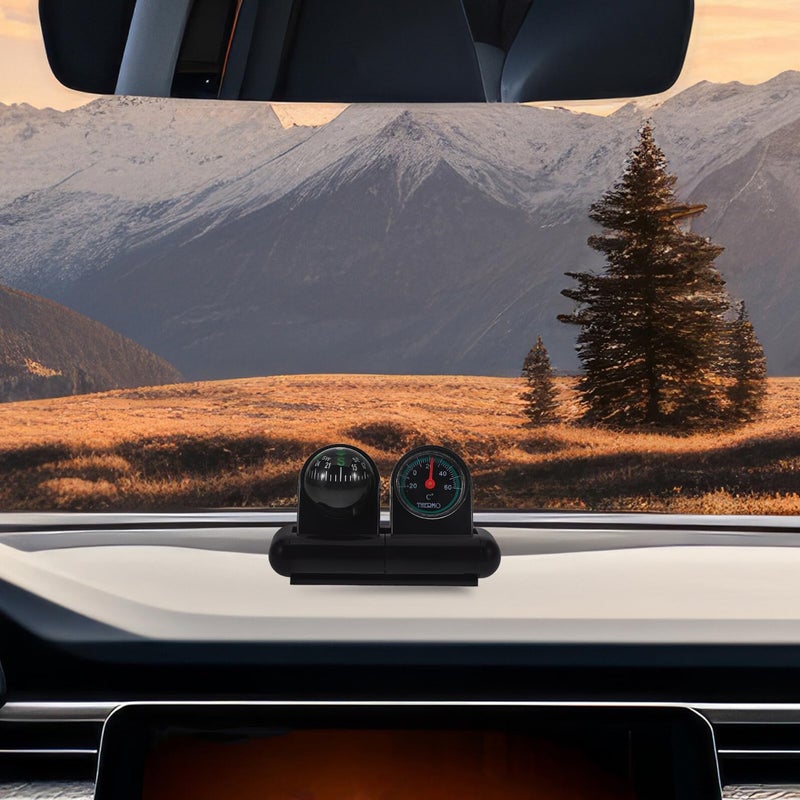 Dual Function Car Compass Thermometer Rotatable Dashboard Mount Temperature Monitor - Image 5