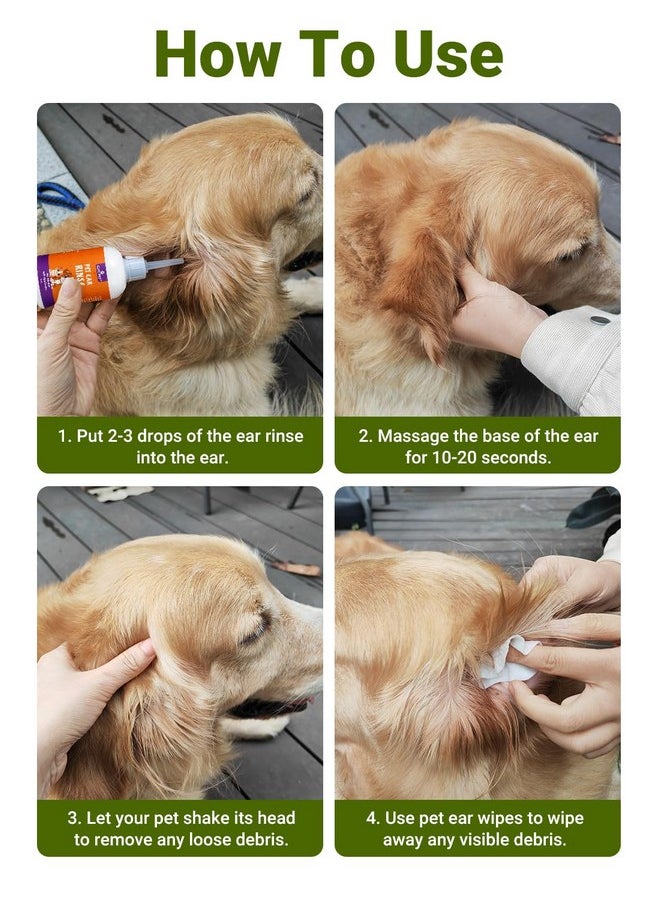 GJYC PET GJYC PET Dog Ear Cleaner-Ear Rinse & 100pcs Dog Ear Wipes & 30 Cotton Swabs Dog Ear Inflammation Therapy for Itch Relief, Soothe Ear Inflammation, Removes Wax, Odor  - Image 5