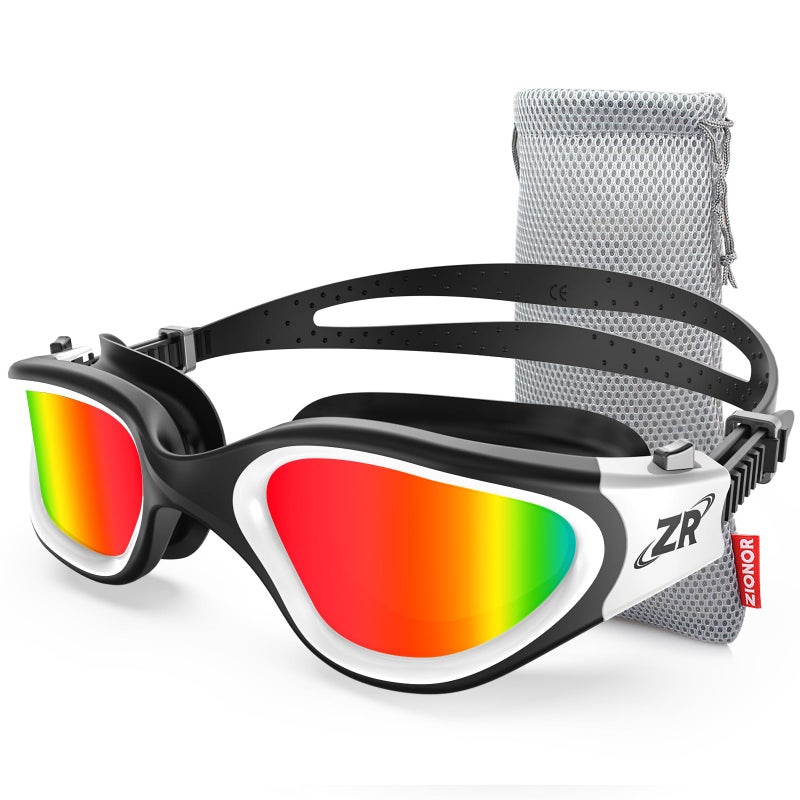 ZIONOR Swim Goggles, G1 Polarized Swimming Goggles UV Protection Leakproof Anti-fog Adjustable Strap for Adult Men Women (Polarized Mirror Red Lens) - Image 1