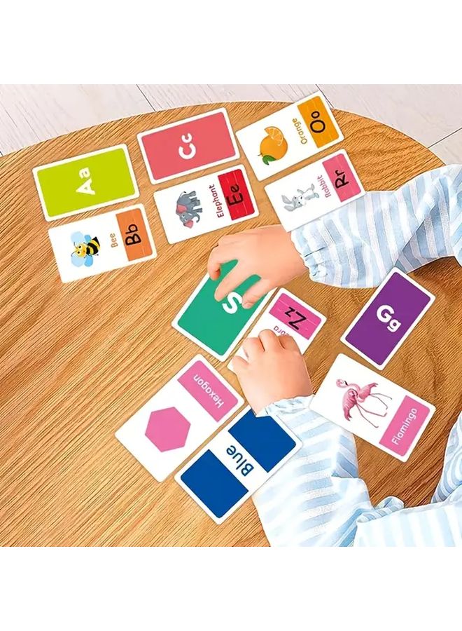 58 بطاقة تعليمية مزدوجة الجوانب للأطفال: أحرف الأبجدية، الألوان، الأشكال، الأرقام، تعليمي تعلمي - Image 5