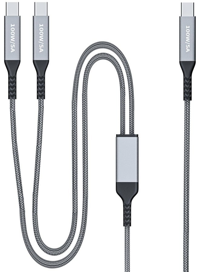 Grtoeud 4FT 2 in 1 100W USB C to Dual Type c Fast Charging Cable,iPhone 15 USB C to Double Type c Cable for MacBook Pro/Air,iPad Pro/Air,iPhone 15 Plus/15 Pro Max,Samsung Galaxy S24/S23/S22/S21,Moto,Switch - Image 1