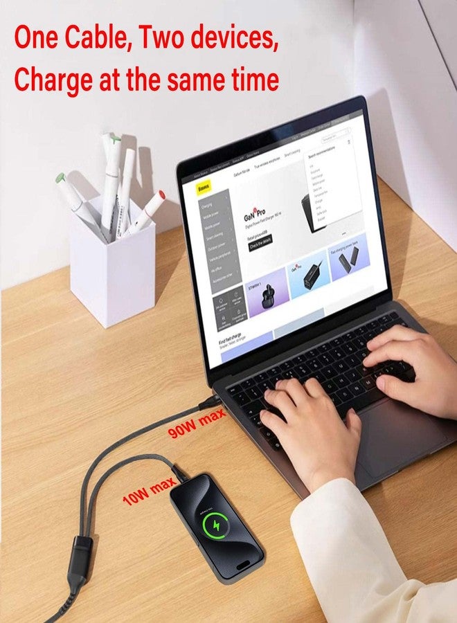 Grtoeud 4FT 2 in 1 100W USB C to Dual Type c Fast Charging Cable,iPhone 15 USB C to Double Type c Cable for MacBook Pro/Air,iPad Pro/Air,iPhone 15 Plus/15 Pro Max,Samsung Galaxy S24/S23/S22/S21,Moto,Switch - Image 5