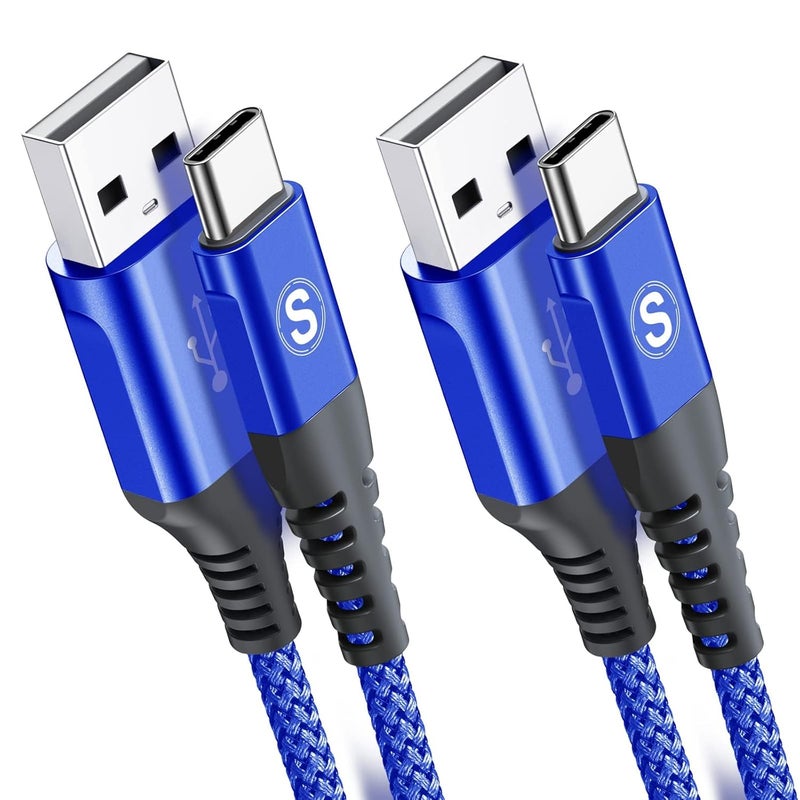 sweguard Type C Cable [2-Pack,2M], Nylon Braided Fast Charging USB-C Cord for iPhone 17 16 15 Pro Max,Galaxy S25 S24 S23 S22 S21 S20 S10 A54 A53 A52 A15 Pixel 9 8 LG Moto - Image 1