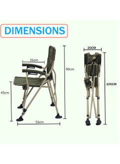 Multi Home Furniture New Modern Design Camping Chair With Cup holder and Pockets Beach Chair Garden Chair With Comfortable Tilted Back-Cup Holder-Carry Bag for Indoor Outdoor Travelling MH-C104S-CUPHOLDER-GREEN  - Image 5