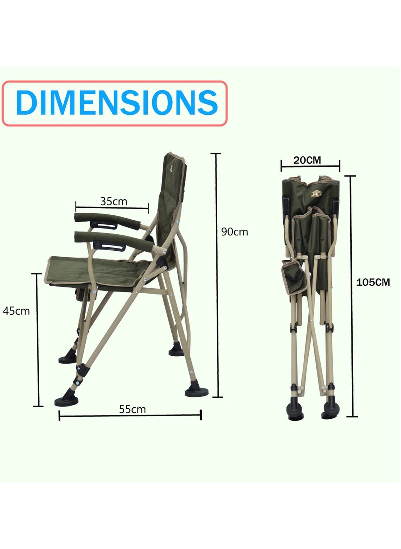 Multi Home Furniture - New Modern Design Camping Chair With Cup holder and Pockets Beach Chair Garden Chair With Comfortable Tilted Back-Cup Holder-Carry Bag for Indoor Outdoor Travelling MH-C104S-CUPHOLDER-GREEN - Image 1