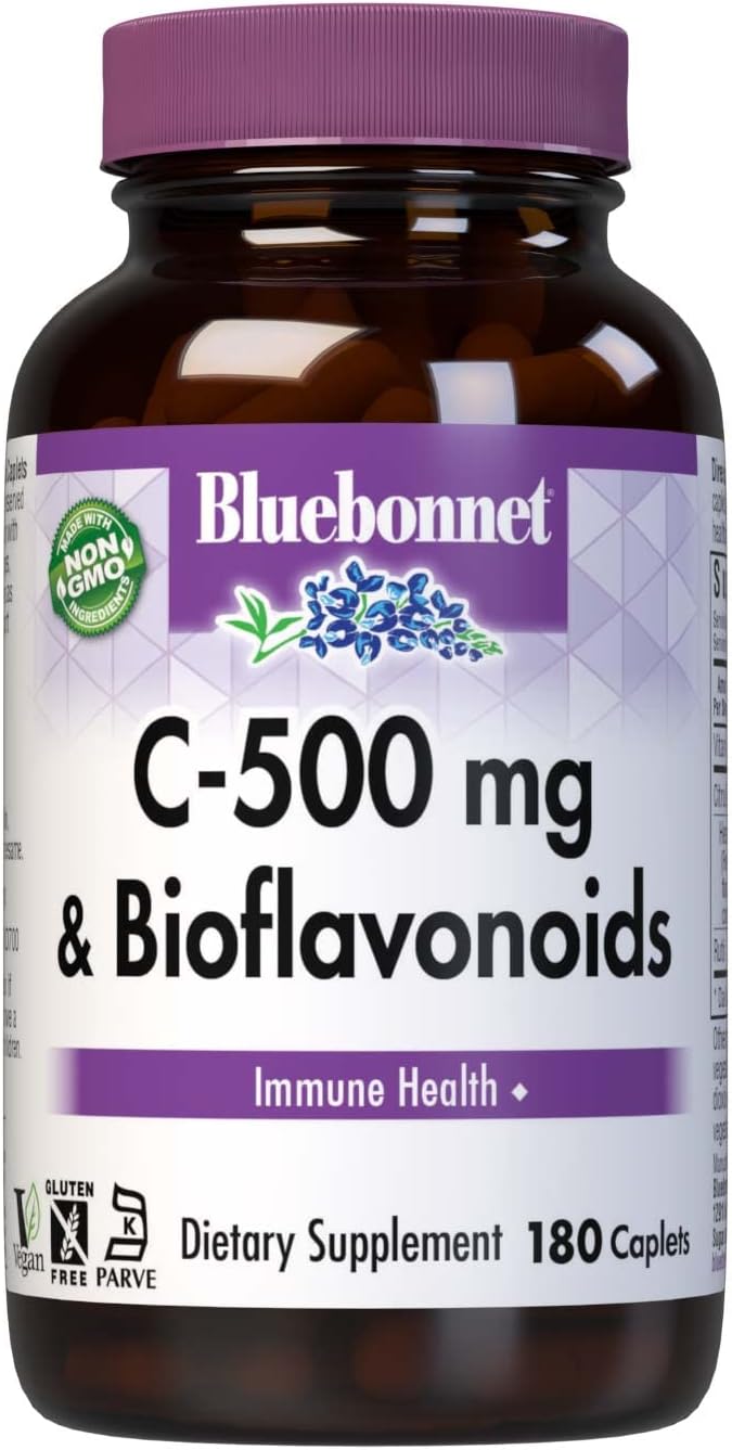 Bluebonnet C-500 mg & Bioflavonoids Caplets for Immune Health