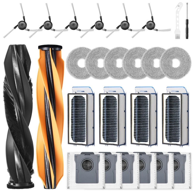 EOVWAEO 26 Pack Accessories for Dreame X50 Ultra Complete X50 Master L40s Pro Ultra L50 UltraMova V50 Vacuum Robot 2 Main Brush 6 Mop Pads 6 Dust Bags 6 Sidebrush 4 Filter 1 Cleaning Brush 1 Screwdriver - Image 2