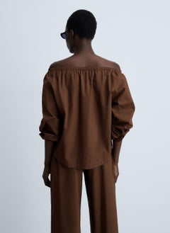 MANGO Cotton Blouse With Gathered Neck  - Image 2