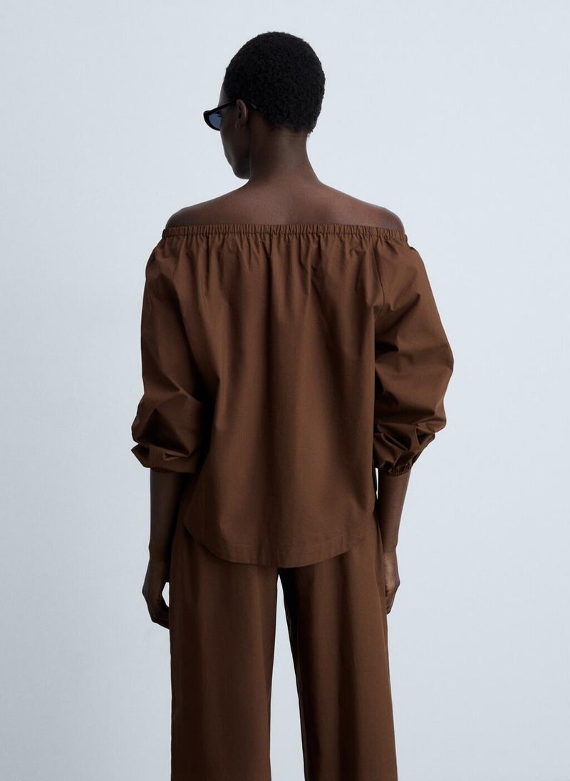 MANGO Cotton Blouse With Gathered Neck  - Image 2