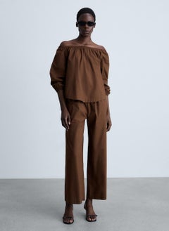 MANGO Cotton Blouse With Gathered Neck  - Image 3