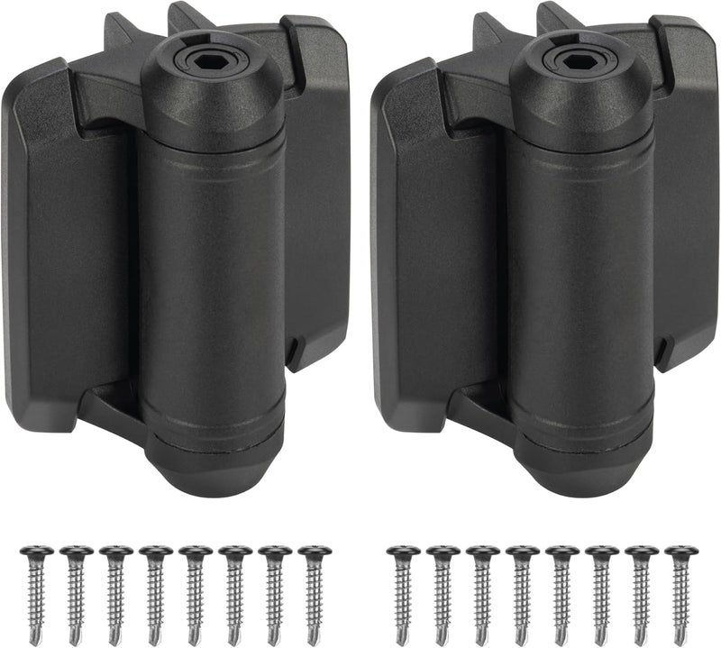 HILLMASTER Heavy Duty Self Closing Gate Hinges with Safety Cap,Pool Gate Hinges with Alignment Legs No Rust and Adjustable Fence Hinges Kit for Outdoor Metal Gate,Vinyl Gates,Wood Gate,Black,2 Count - Image 1