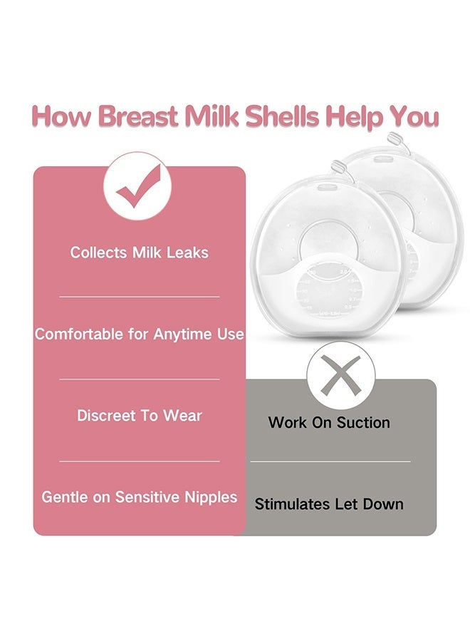 2PCS 2 in 1 Breast Milk Collector Shells, 60ML/2OZ High Capacity Leak-Proof BPA-Free Nursing Cup All-Day Comfort for Breastfeeding Moms - Image 2